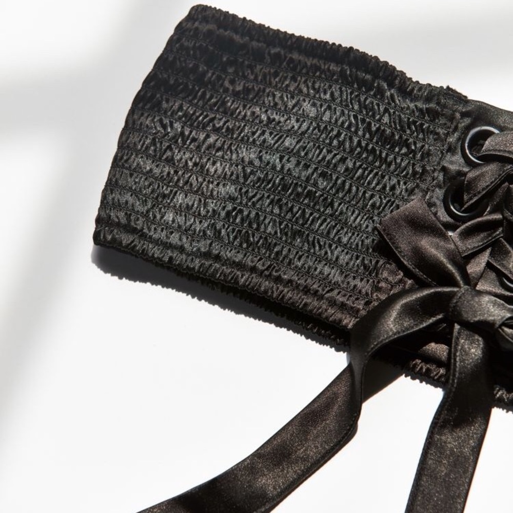 1 left! NWT black satin lace up corset belt - Picture 5 of 5